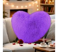 Cojín con forma de corazón, Cojines Peluche Corazon, Cojín de Corazón Suave y Mullido, Cojín Decorativo San Valentín Regalo para Salón, Sofá, Dormitorio y Cama, 30 x 40 cm (Morado, 30 x 40 cm)