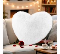 Cojín con forma de corazón, Cojines Peluche Corazon, Cojín de Corazón Suave y Mullido, Cojín Decorativo San Valentín Regalo para Salón, Sofá, Dormitorio y Cama, 30 x 40 cm (Blanco, 30 x 40 cm)