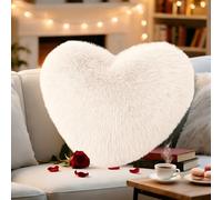 Cojín con forma de corazón, Cojines Peluche Corazon, Cojín de Corazón Suave y Mullido, Cojín Decorativo San Valentín Regalo para Salón, Sofá, Dormitorio y Cama, 30 x 40 cm (Beige, 30 x 40 cm)