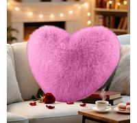 Cojín con forma de corazón, Cojines Peluche Corazon, Cojín de Corazón Suave y Mullido, Cojín Decorativo San Valentín Regalo para Salón, Sofá, Dormitorio y Cama, 30 x 40 cm (Rosa intenso, 30 x 40 cm)