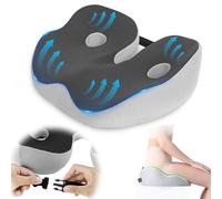 Cojín Coxis de Espuma Viscoelástica, Cojín Ortopédico Ciatica con Ancho Ajustable, Cojin de Asiento Ergonomico Silla Oficina, Cojín Antiescaras Transpirable, para Aliviar la Presión en los Glúteos