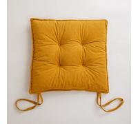 Cojín cuadrado de cúrcuma de 4 cm de grosor, almohadillas para sillas de dos caras con lazos para uso en interiores y exteriores, perfecto para comedor, cocina, sala de estar, jardín, oficina