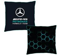 Cojín Cuadrado de F1 con Licencia Oficial de Mercedes AMG Petronas, Almohada Supersuave | Negro, diseño Reversible con Relieve decoración del Dormitorio o el salón | 40 x 40 cm
