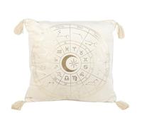 Cojín cuadrado de rueda de astrología de 35 cm, almohada de terciopelo suave con signos del zodiaco, elegante decoración neutral, regalo para los amantes de la astrología, acento en el hogar y la