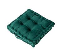 Cojín Cuadrado de Terciopelo Sólido con Asa Tapón de Sillón con Penacho Engrosado, Cushion de Tatami para el Suelo, Pillow de Meditación de Yoga (Dark Green)