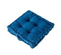 Cojín Cuadrado de Terciopelo Sólido con Asa Tapón de Sillón con Penacho Engrosado, Cushion de Tatami para el Suelo, Pillow de Meditación de Yoga (Blue)