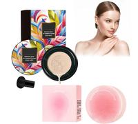 Cojín De Aire CC Creme con Polvos Sueltos, Líquida Fundación Cojín De Aire BB Cream Mushroom Head Air Cushion BB Cream Base de Maquillaje, Larga Duración Hidratante Corrector Permeable (Natural, 1)