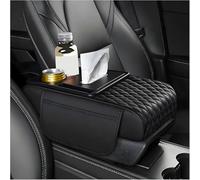 Cojín de Apoyabrazos de Piel de Coche para Ford Fiesta Mk1-Mk7 1976-2016 2017 2018 2019 2020 2021 2022 2023, Cubierta de Consola Central de Coche Protector Accesorios,A-Black