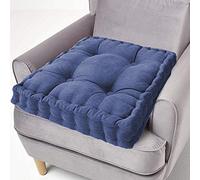Cojín de asiento acolchado ping bu 100% algodón, cojín de asiento de 10 cm de grosor, cojín de asiento grande de 50 cm cuadrado para silla de adultos, sillón, jardín (50x50 cm, azul)