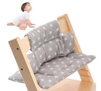 Cojín de asiento GOEDCH para trona Stokke Tripp Trapp: Cojín para trona Stokke Tripp Trapp con cierre de velcro suave y cojín de asiento extraíble de algodón orgánico suave (gris, pentagrama).