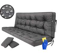 Cojín de asiento para banco de jardín, columpio, cojín de suelo, para columpio de jardín, para exterior e interior, 180 cm, color grafito