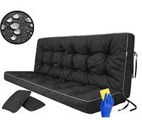 Cojín de asiento para banco de jardín, columpio, cojín de suelo, para columpio, para exterior e interior, 180 cm, color negro