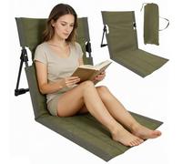Cojín de asiento para exterior, silla de playa plegable, cojín para silla de playa con respaldo, silla de suelo, cojín plegado, cojín de playa, plegable para camping, pícnic, pesca (verde oliva)