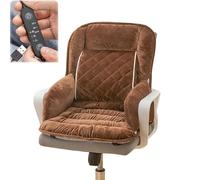 Cojín de Asiento y Respaldo calefactables para Silla de Oficina con reposapiés, Ajuste de Temperatura de 3 Niveles (marrón)