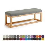 Cojín de banco de jardín al aire libre de 27.6 x 13.8 x 3.1 pulgadas, cojín gris para asiento de patio para ventana de bahía, sofá, mecedoras, cojín para muebles de interior con lazos elásticos