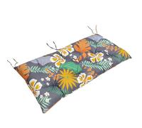 Cojín de banco de jardín para uso en interiores y exteriores, cojín con correa, estampado de flores, 100 x 50 x 8 cm, cómodo cojín para muebles de patio y resistente a la intemperie