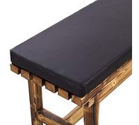 Cojín de banco de piel sintética impermeable de 150 x 35 cm, funda extraíble y lavable, color negro, perfecto para muebles de patio de 2/3 plazas para interiores y exteriores, decoración del hogar