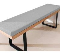 Cojín de banco para interiores y exteriores con lazos, almohada suave de 5 cm de grosor, para sofá, para muebles, color gris claro, 85 x 55 cm, cómoda almohadilla de asiento para sillas y respaldos