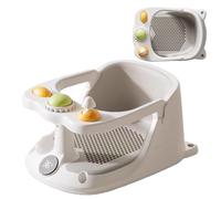Cojín de baño para bebé: cómodo trono de baño para niños pequeños, ventosa segura, rueda giratoria de juguete, silla portátil de seguridad para bañera, asiento de viaje compacto para bañar recién