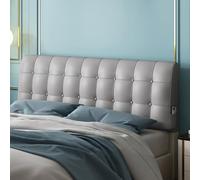 Cojín de cabecera gris de alta resistencia de 47 x 23 x 2 pulgadas, almohada tapizada para montar en la pared, doble apoyo, ideal para el hogar, dormitorio y sofá cama