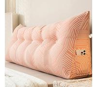 Cojín de cabecera para Lectura de algodón y Lino Triangular con Respaldo en Forma de cuña Ideal para Sentarse en la Cama Cojín Grande Tipo almohadón para el hogar Dormitorio o diván Color Rosa tamañ