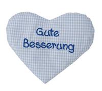 Cojín de calor con forma de corazón y texto en alemán, cojín de semillas de colza, regalo de nacimiento, regalo de cumpleaños hellblau Gute Besserung Talla:-