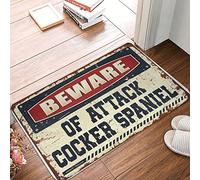 Cojín de cocina para el suelo, alfombra de patio | Beware Of Attack Cocker Spaniel - Patio al aire libre impermeable y zona geométrica/para entrada al aire libre a casa - Alfombrillas de bienvenida