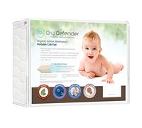 Cojín de cuna portátil impermeable de algodón orgánico - Natural acolchado mini cuna colchón cubierta y protector - ajustado, sin blanquear, no tóxico e hipoalergénico