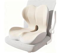 Cojín de espuma viscoelástica, almohadilla ergonómica para asiento de oficina y coche con soporte trasero, diseño antideslizante para sentarse durante mucho tiempo