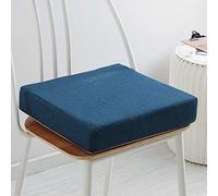 Cojín de espuma viscoelástica extraíble de 5/8 cm de grosor, 40/45/50 cm, cojín de asiento grande antideslizante para silla de comedor, jardín, oficina, cocina, 40 x 40 x 5 cm, color azul oscuro