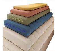 Cojín de forro polar personalizado antiarañazos, con parte inferior antideslizante, impermeable, para banco de ventana, muebles de interior, cojines de banco de espuma gruesa (beige, 100 x 20 x 6,5