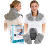 Cojín de granos para cuello, hombros y microondas, 1,2 kg, material suave y cálido, alivia el dolor de cuello y hombros (gris)