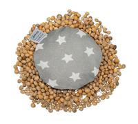 Cojín de huesos de cereza para bebés y niños pequeños, diseño de estrellas grises, para dolores de estómago y hinchazón, 15 cm, redondo, regalo para nacimiento o bautizo