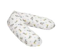 Cojín de lactancia ED 190 cm, relleno de microperlas de poliestireno expandido, certificado TÜV, funda 100% algodón, diseño de estrellas blancas.