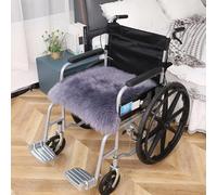 Cojín De Lana Pura For Asiento De Silla De Ruedas, Cojín De Pelo Largo Piel De Oveja Silla Ruedas, Almohada Cálida Y Suave El Coxis, Almohada Sacra Silla Ruedas(Medium gray,17.7in*17.7in)