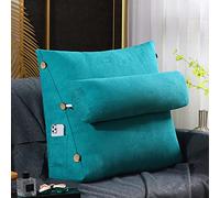 Cojín de lectura de cuña con almohada ajustable para el cuello y bolsillos, almohada trasera de sofá, cojín de reposo en cama, soporte lumbar de cabecera almohada triangular