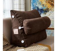 Cojín de lectura triangular de posicionamiento, almohada ergonómica para sofá con soporte para el cuello, cojín de respaldo relajante para juegos para oficina en casa (café oscuro, 60 x 22 x 50 cm,