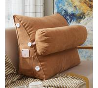 Cojín de lectura triangular de posicionamiento, almohada ergonómica para sofá con soporte para el cuello, cojín de respaldo relajante para juegos para oficina en casa (café claro, 60 x 22 x 50 cm, sin