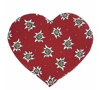 Cojín de lino con forma de corazón, aprox. 30 x 25 cm, diseño de flor Edelweiss