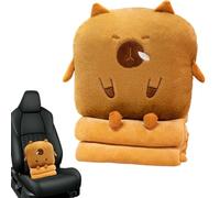 Cojín de peluche Capibara,Capibara acolchado | Cojín de tiro con dibujos animados de peluche con manta,Simpático calentador de manos con animales de peluche abrazados para leer, dormir, trabajar