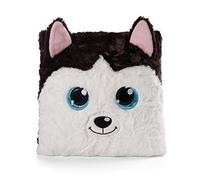 Cojín de Peluche GLUBSCHIS Husky Barkley 30x30cm Blanco y Negro - Almohada de Peluche mullida para niños, niñas, bebés y Amantes de los Peluches, Ideal para casa, la guardería o de Viaje