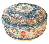 Cojín de Piso Bohemian Rug - Solo FundaRedonda 60x20 cm - Puf de decoración de habitación Artesanal de Lujo para meditación, Yoga y Boho Chic Funda de Almohada de Piso para Asientos