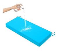 Cojín de ratán para banco de exterior, impermeable, 8 cm de grosor, antideslizante, para sofá o columpio, color azul cielo, 190 x 55 cm, diseño de doble borde