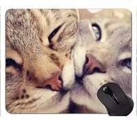 Cojín de ratón con el borde cosido, base de goma antideslizante Mousepad del gato del amor