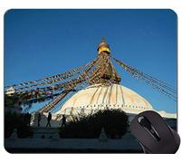 Cojín de ratón de encargo único Mousepad, cojín de ratón de goma de la estatua de Buda de la religión de la cita de Stupa