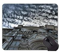 Cojín de ratón de goma antideslizante del juego, cojín de ratón bueno y malvado de Florencia Buda con el borde cosido