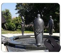 Cojín de ratón de Goma Antideslizante del Juego, cojín de ratón de la Estatua de Buda del jardín de los filósofos con el Borde Cosido