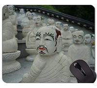 Cojín de ratón de goma antideslizante del juego, cojín de ratón del zen de Buda de la estatua de Seokmodo con el borde cosido