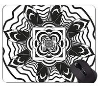 Cojín de ratón de Goma Antideslizante del Juego, cojín de ratón Grande de Las estatuas de Buda de Las Mandalas con el Borde Cosido