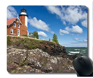 Cojín de ratón de goma natural de Yanteng impreso con la ducha artificial del faro - bordes cosidos